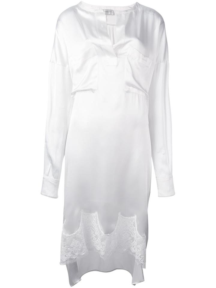 Faith Connexion Lace Insert Satin Dress, Women's, Size: Small, White, Silk/cotton/polyamide