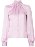 Co Ruched Neck Shirt - Pink & Purple