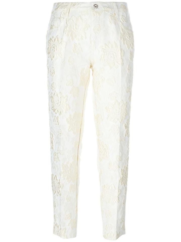 Ermanno Scervino Floral Brocade Trousers, Women's, Size: 40, White, Polyester/polyamide/silk/cupro