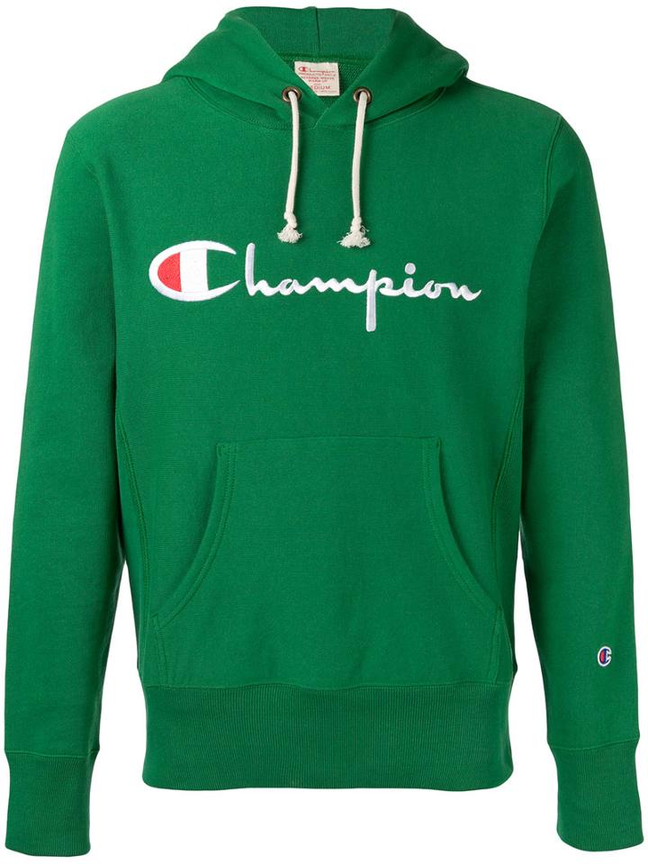 Champion Logo Hoodie, Men's, Size: Small, Green, Cotton