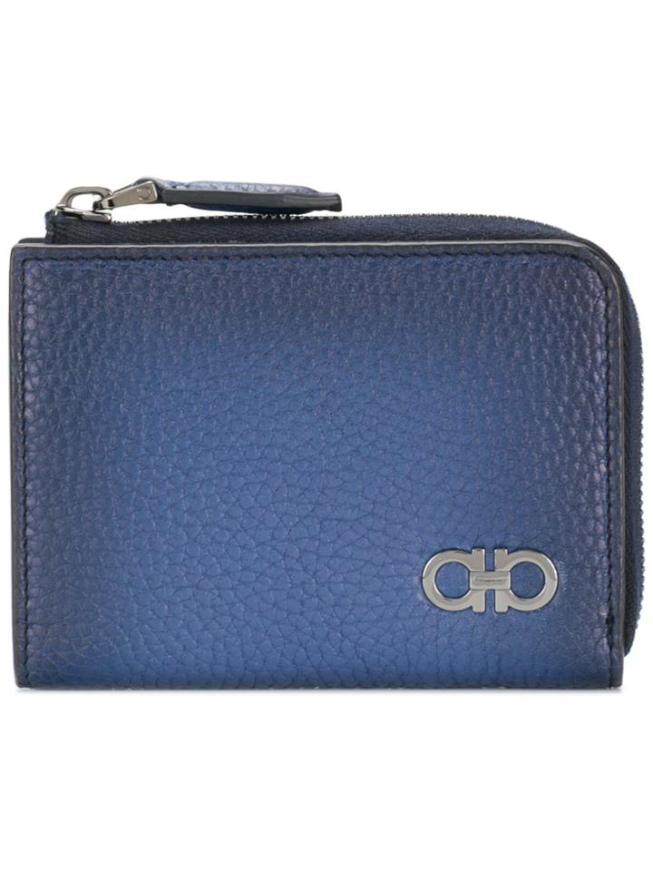 Salvatore Ferragamo Double Gancio Zipped Wallet - Blue