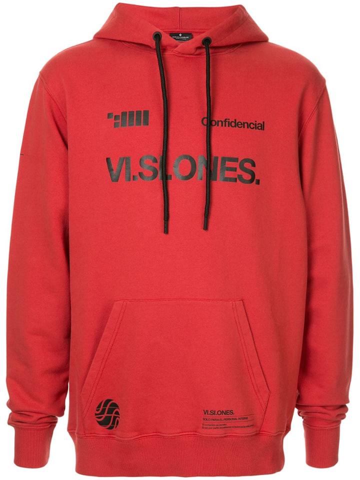 Marcelo Burlon County Of Milan Lettering Print Hoodie - Red