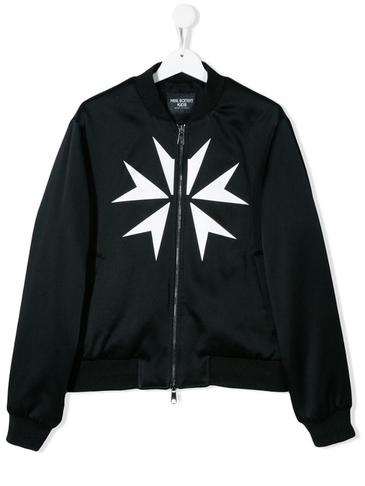 Neil Barrett Kids Teen Star Print Bomber Jacket - Black