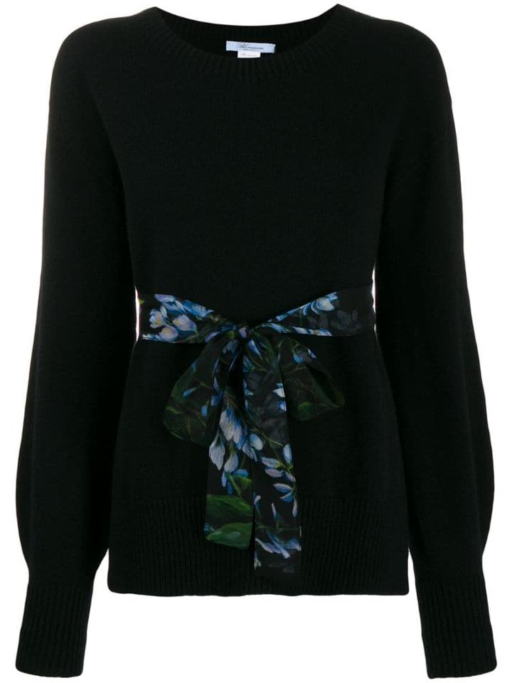 Blumarine Belted Bell Sleeve Sweater - Nero.
