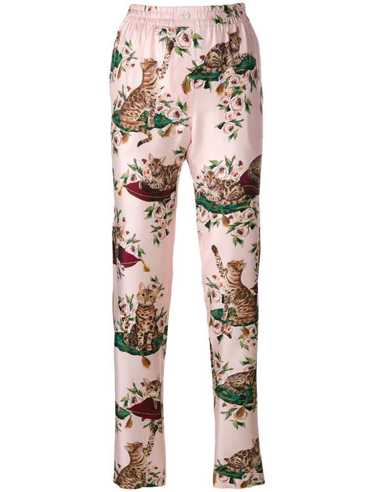 Dolce & Gabbana Cat Print Trousers - Pink & Purple