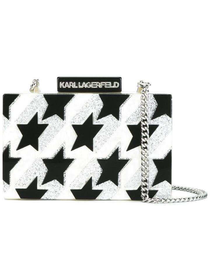 Karl Lagerfeld Stars Motif Rigid Clutch, Women's, Nude/neutrals
