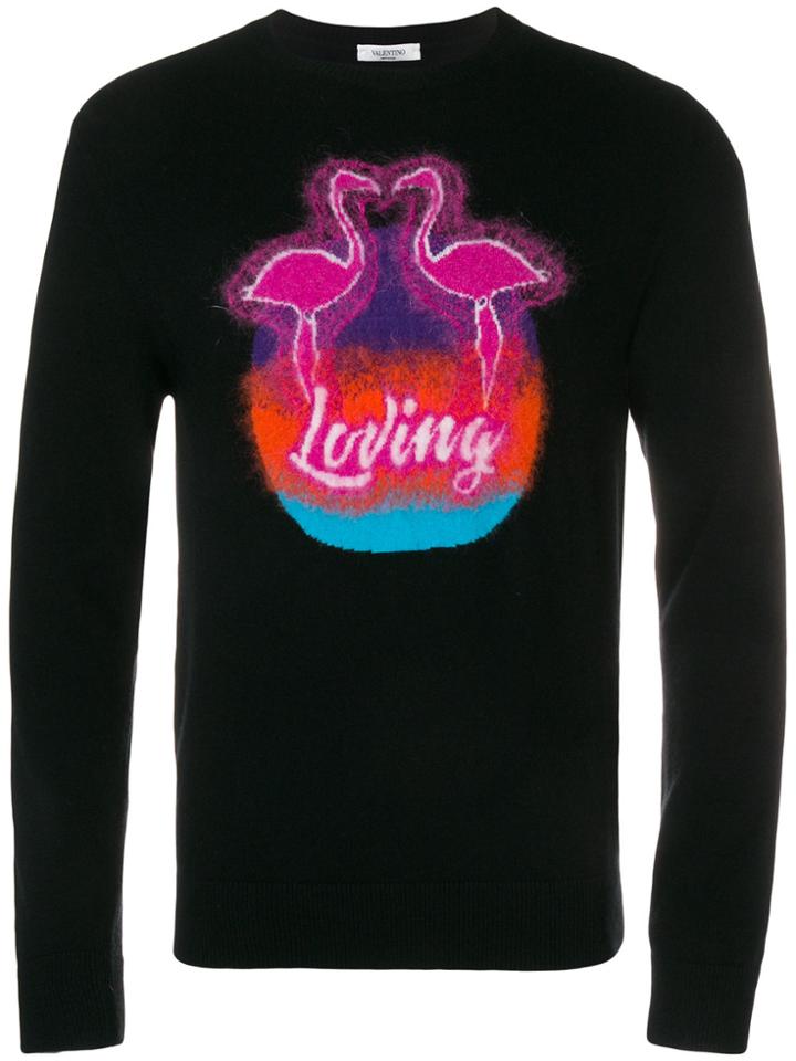 Valentino Palm Knitted Sweater - Black