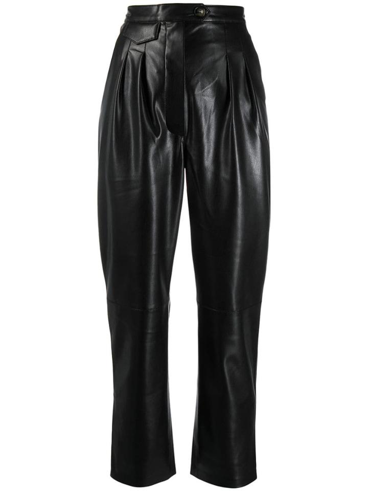 Nanushka Vegan Leather High Waisted Trousers - Black