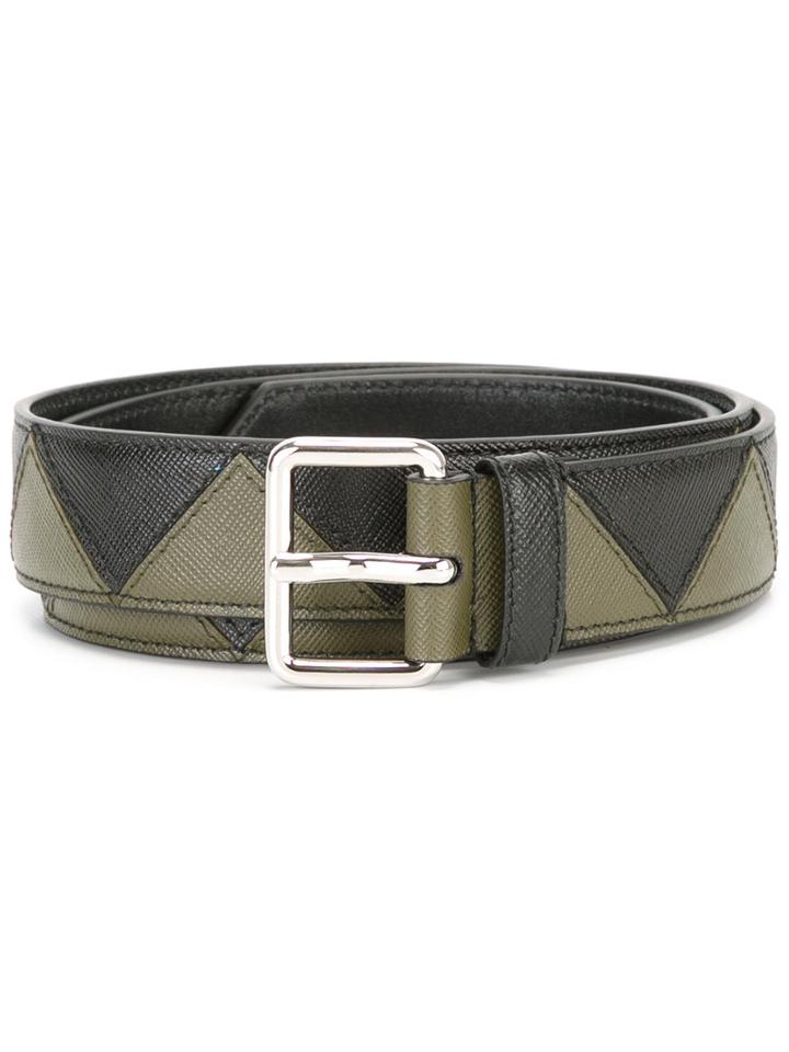 Prada Triangles Belt, Men's, Size: 100, Black, Leather