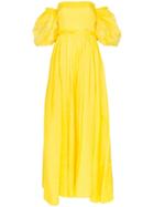 Loewe Off-shoulder Linen And Cotton Maxi-dress - Yellow