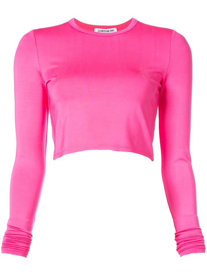 Elizabeth And James Cropped Long Sleeve Top - Pink & Purple
