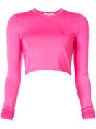 Elizabeth And James Cropped Long Sleeve Top - Pink & Purple