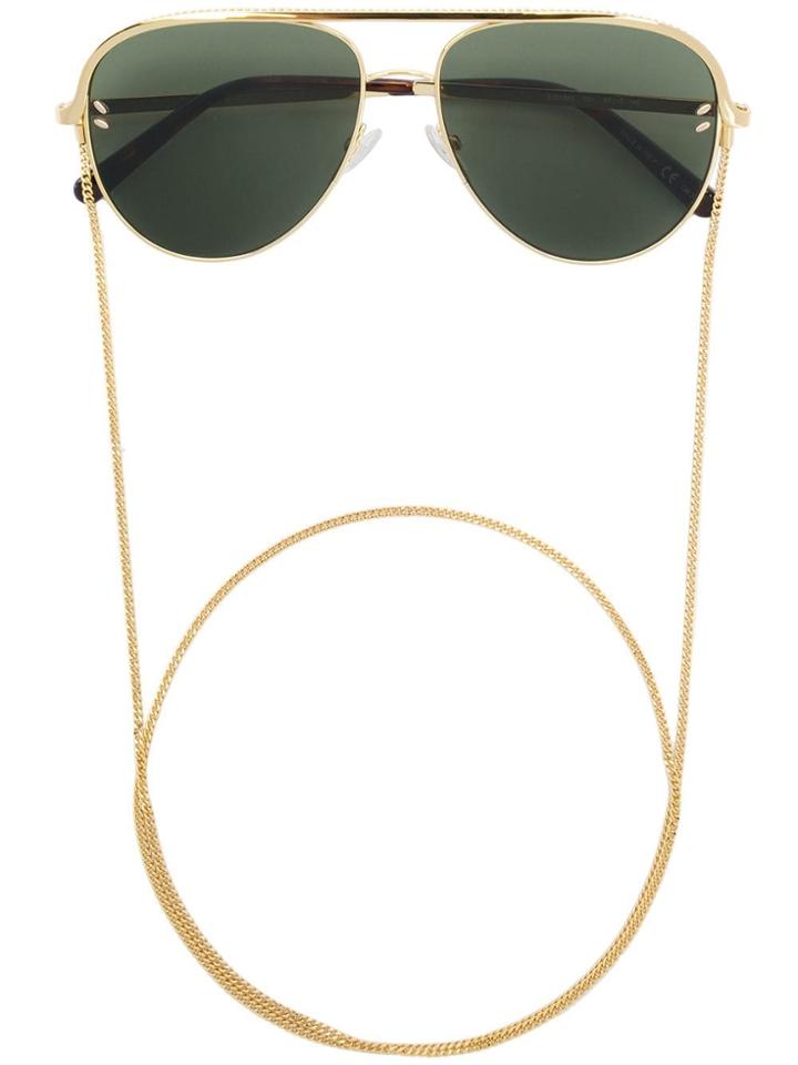 Stella Mccartney Eyewear Aviator Sunglasses With Chain - Gold