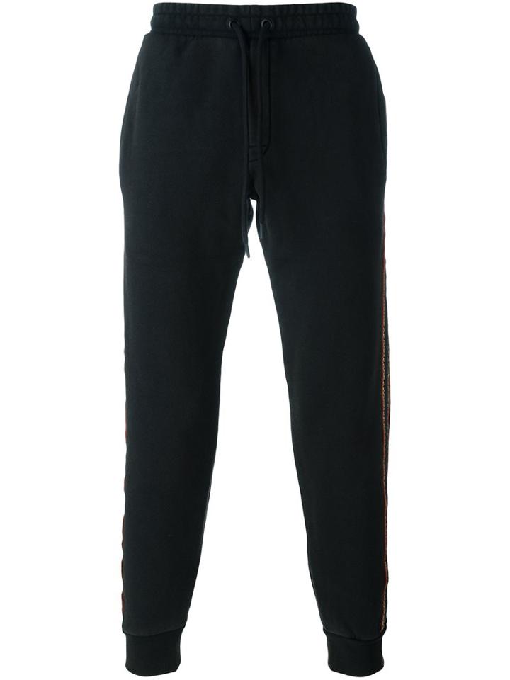 Palm Angels Side Stripe Track Pants, Men's, Size: Medium, Black, Cotton/spandex/elastane