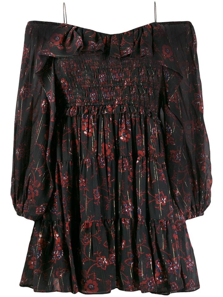Ulla Johnson Off Shoulder Floral Dress - Black