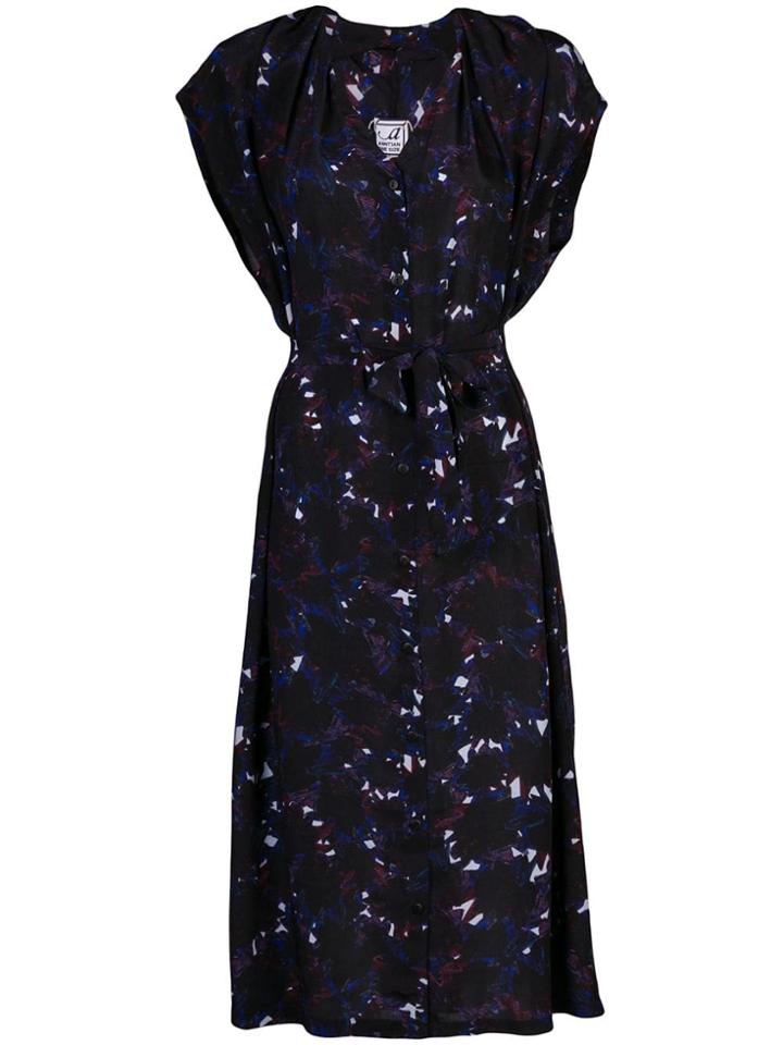 Anntian Abstract Print Shirt Dress - Black