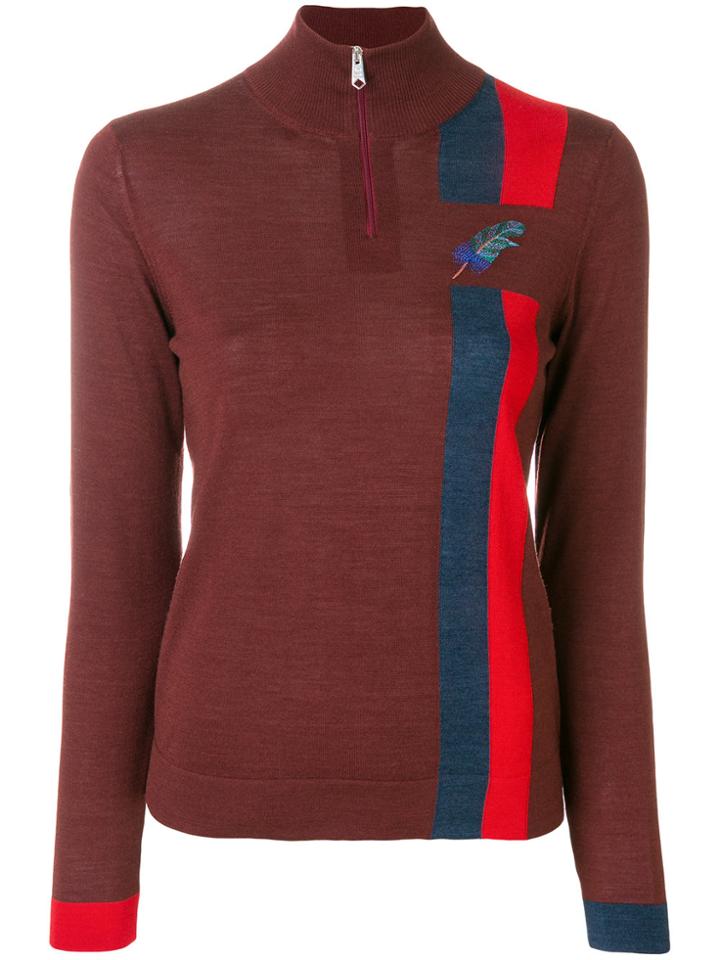 Paul Smith Stripe And Feather Detail Sweater - Red