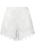 Ermanno Scervino - Lace Trim Beach Shorts - Women - Linen/flax/polyester - 40, White, Linen/flax/polyester