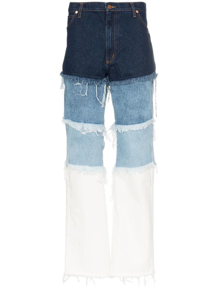 Duo Distressed Patchwork Jeans - Blue