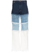 Duo Distressed Patchwork Jeans - Blue