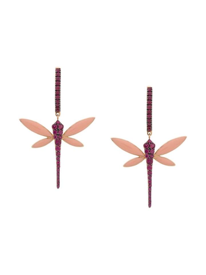 Anapsara 18kt Rose Gold Dragonfly Ruby Earrings