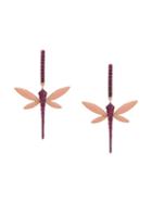 Anapsara 18kt Rose Gold Dragonfly Ruby Earrings