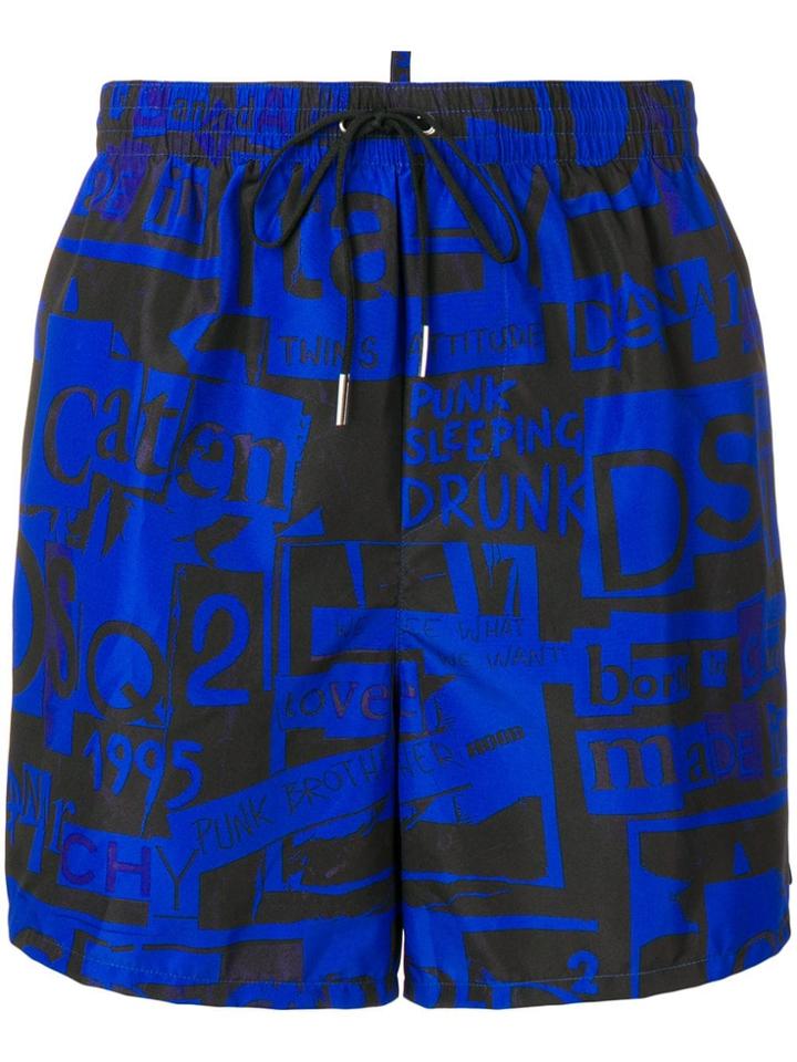 Dsquared2 Punk Print Swim Shorts - Blue
