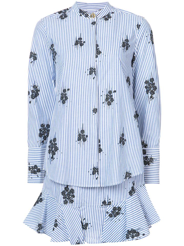 Derek Lam 10 Crosby Long Sleeve 2-in-1 Shirtdress With Ruffle Skirt -