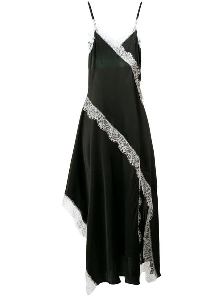 Twin-set Asymmetric Satin Slip Dress - Black