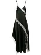 Twin-set Asymmetric Satin Slip Dress - Black