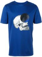 Cy Choi Skull Print T-shirt, Men's, Size: Medium, Blue, Cotton