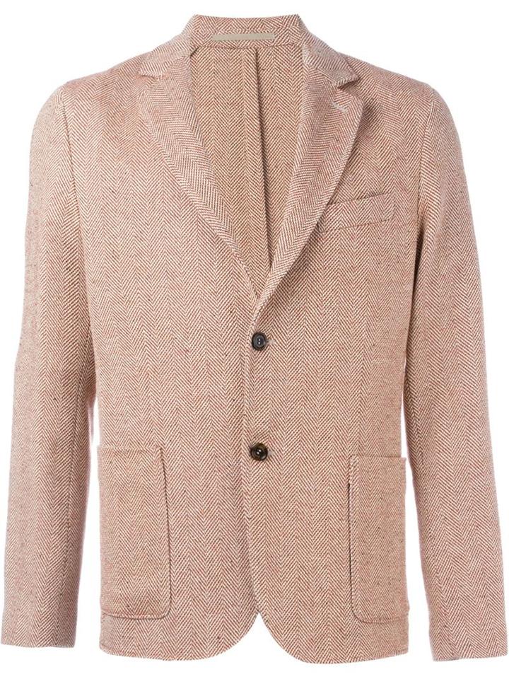 Eleventy Herringbone Blazer, Men's, Size: 54, Red, Cotton/viscose/linen/flax/spandex/elastane