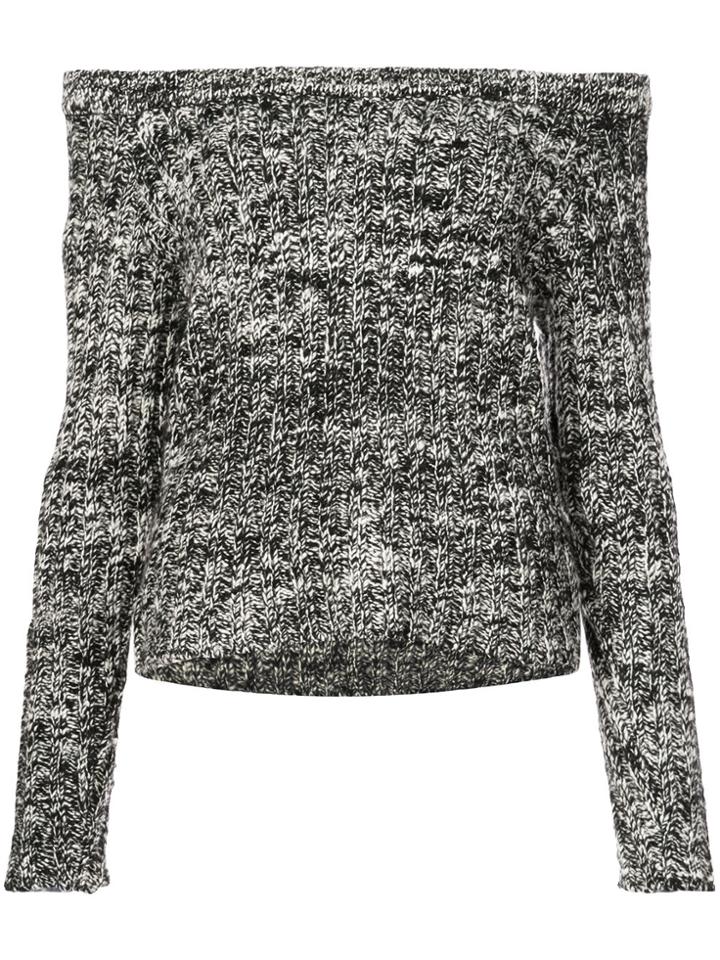 The Elder Statesman Cashmere Off Shoulder Sweater - Black