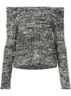 The Elder Statesman Cashmere Off Shoulder Sweater - Black