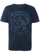 Diesel Head Print T-shirt, Men's, Size: Large, Blue, Cotton