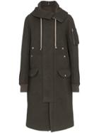 Rick Owens Mega Hood Virgin Wool Parka Coat - Grey