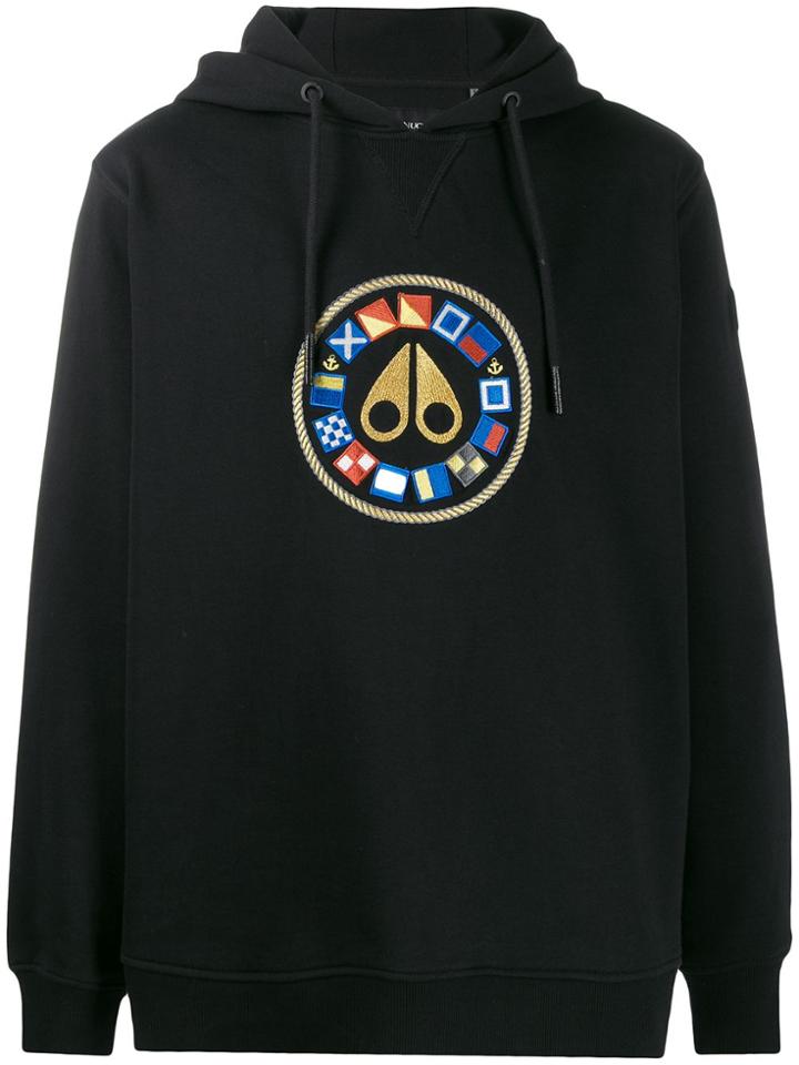Moose Knuckles Lake Winnipeg Embroidered Hoodie - Black