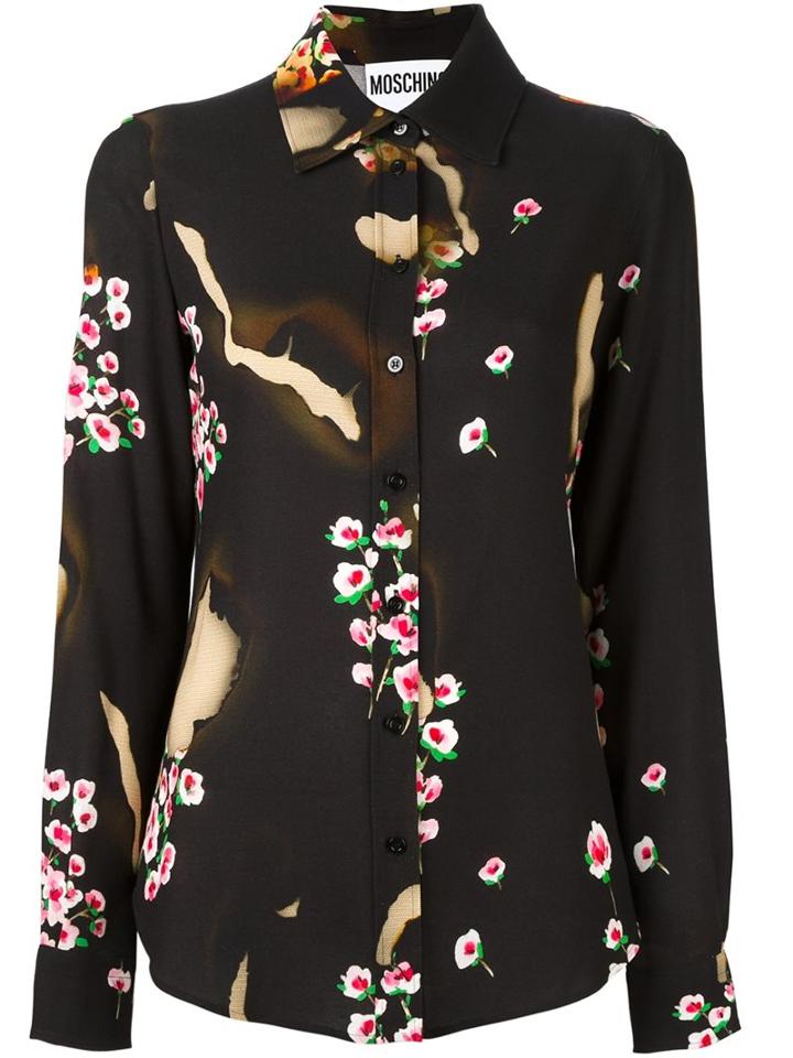 Moschino Burned Effect Floral Shirt
