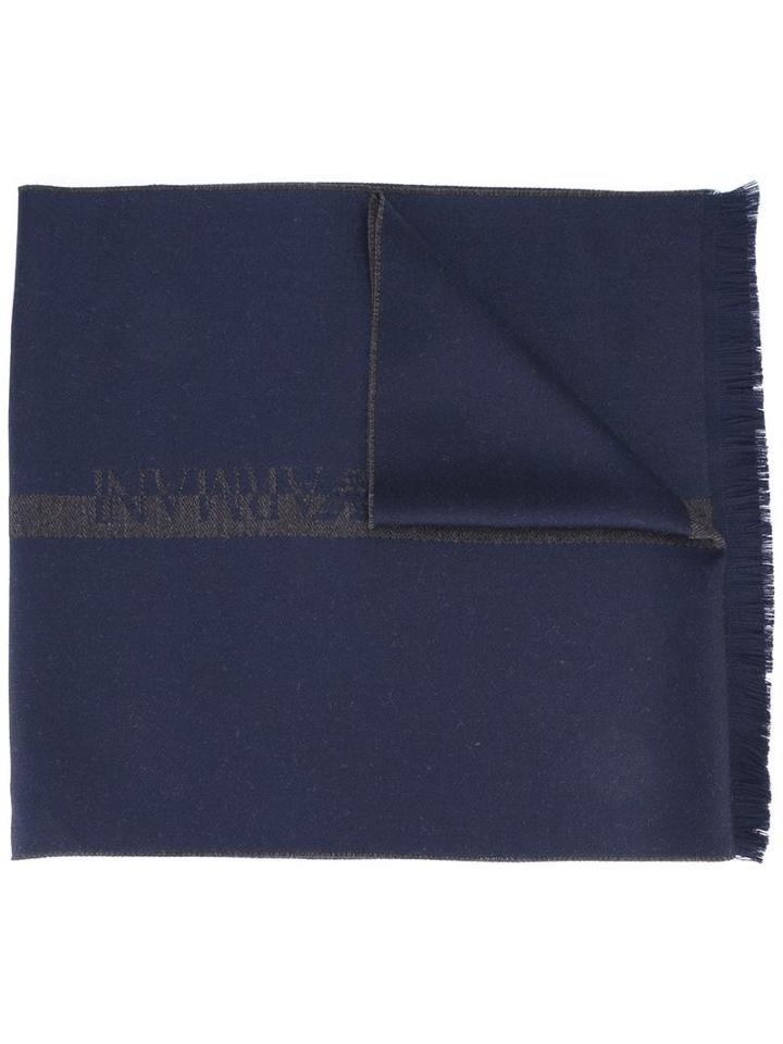 Emporio Armani Logo Print Scarf, Men's, Wool
