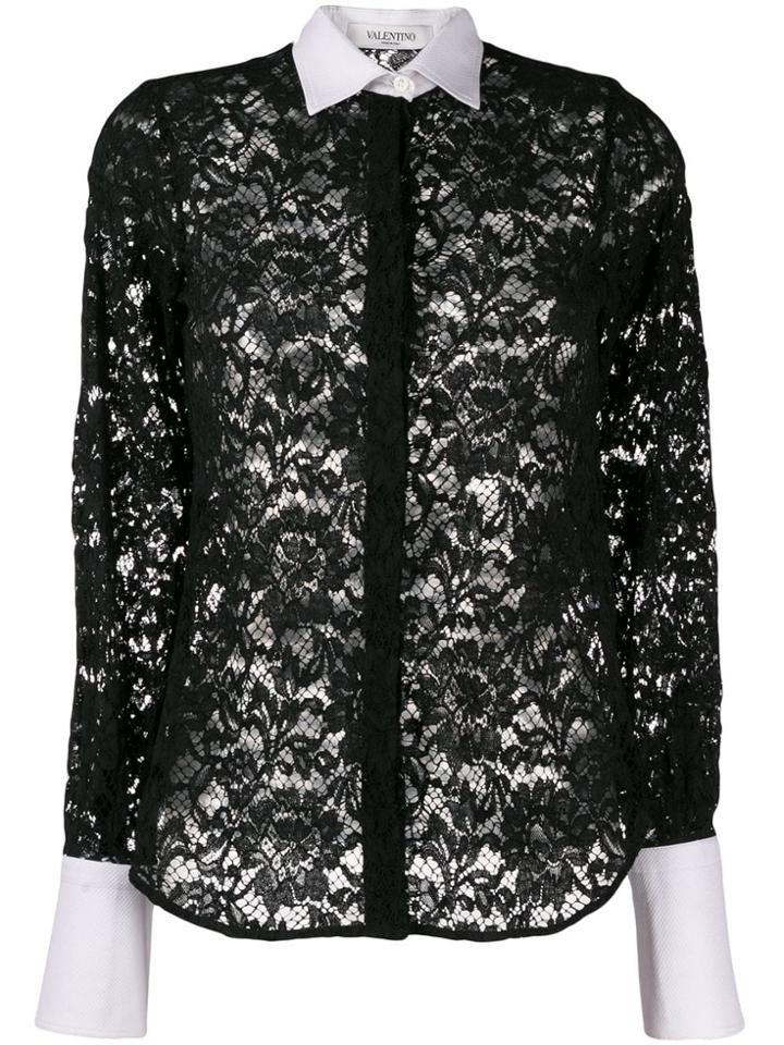 Valentino Pre-owned 2000's Floral Lace Shirt - Black