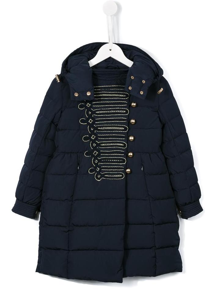 Ermanno Scervino Junior Military Style Padded Coat, Girl's, Size: 8 Yrs, Blue