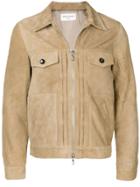 Officine Generale Slim-fit Leather Jacket - Neutrals