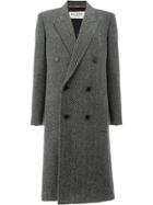 Saint Laurent Tweed Double Breasted Coat - Grey