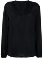 Etro Pleated Bib Blouse, Women's, Size: 40, Black, Silk