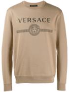 Versace Logo Print Sweatshirt - Neutrals