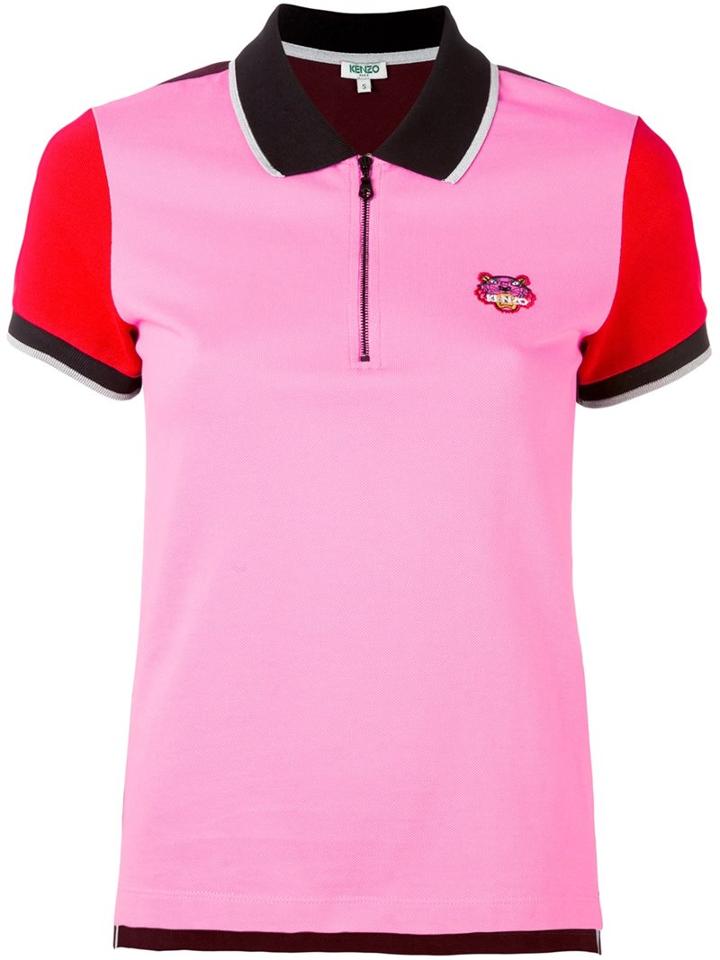Kenzo 'mini Tiger' Polo Shirt, Women's, Size: Small, Pink/purple, Cotton