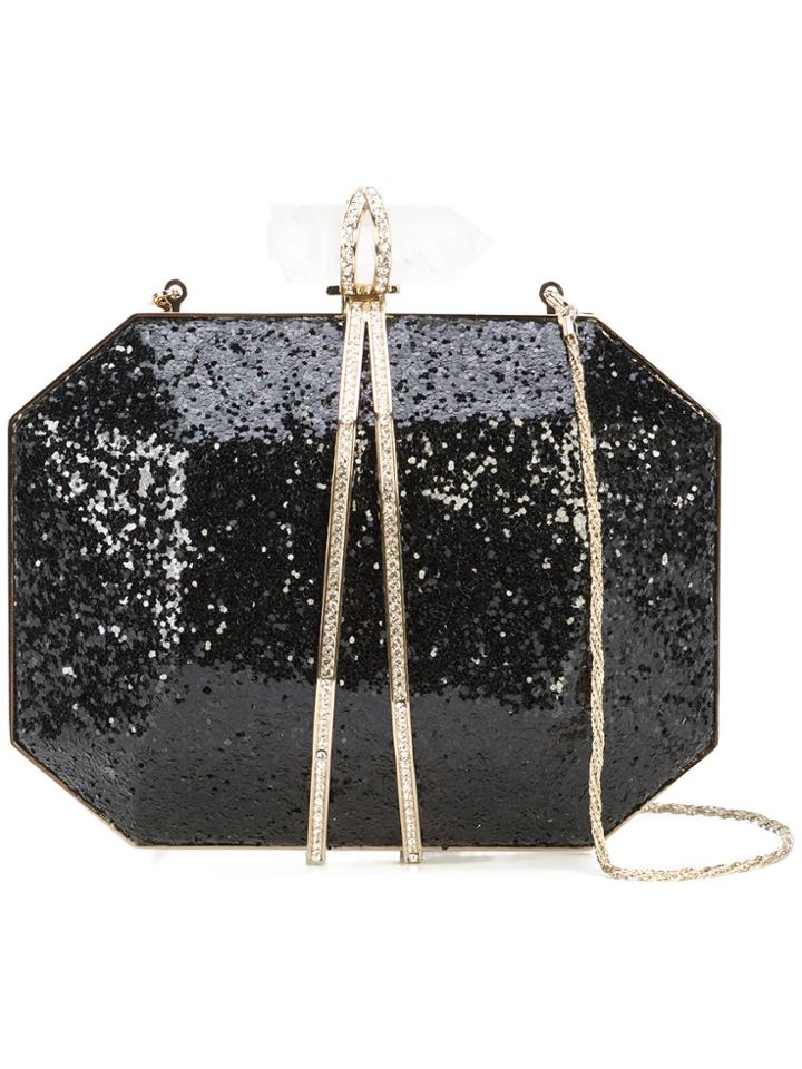 Marchesa Glitter Box Clutch Bag - Black