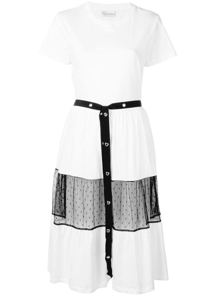 Red Valentino Belted T-shirt Midi Dress - White