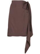 Rick Owens Asymmetric Buttoned Skirt - Brown