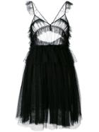Msgm - Ruffled Tulle Mini Dress - Women - Polyamide - 40, Black, Polyamide